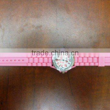 silicone strap watch,pink strap watch