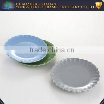 Custom different color ceramic flat plates kitchen ware