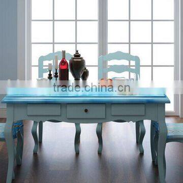 Mediterranean Style Dining Set, Sailing Boat Handpainting Dining Table With 4 Chairs, Wooden Dining Room Furniture (BF01-X1154) photo-5