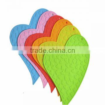 Heart shaped Eco-friendly colorful silicone pot coaster