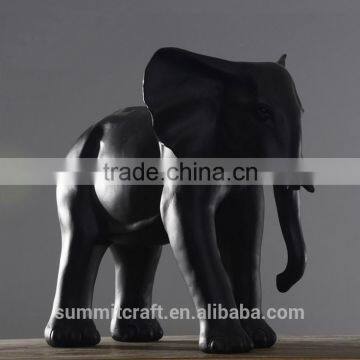 Resin matt black antique 3D elephant statue figurine