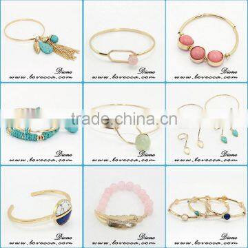 New arrival cheap jewelry alloy synthetic turquoise stone bracelet