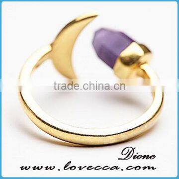 2016 New Popular Fashion Synthetic Stone Gold Ring photo-4
