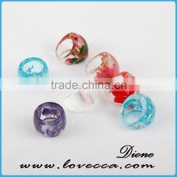 Handmade Fashion Resin Jewelry Resin Flower Ring Wih Gold Foil , Silver Flakes Resin Ring photo-6
