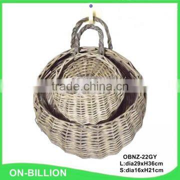 Wholesale detective wicker grey basket for flower