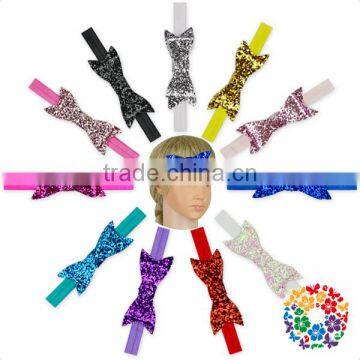 cheap new design baby girl elastic sequin large bow headband