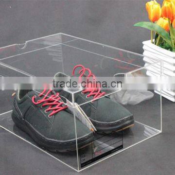 Custom transparent plexiglass shoe box clear acrylic shoe boxes