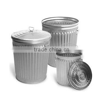 Various Sizes Outdoor Round Galvanized Steel Metal Trash Can Recycle Garbage Bin