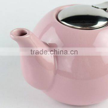With S/S Lid and Fliter Pink Color Ceramic Teapot photo-6