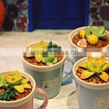 ceramic cactus lid coffee mug