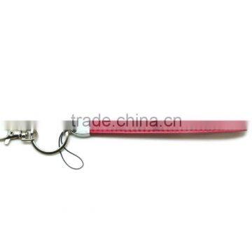 Pink Promotion Gift PU Leather Key Chain with Crystal Gem, Swivel Snap Hooks, Key ring accembly, Acrylic Gem Key chain