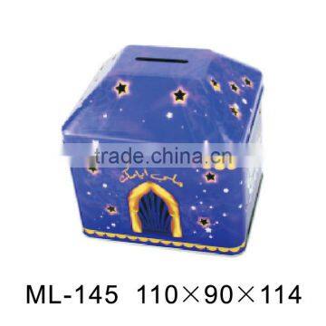 House shaped money box, coin tin box