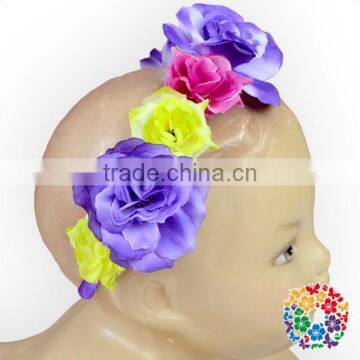 Cheap Kids Hair Clasp With Three Purple Flower For Baby Girls Baby Hair Accessories