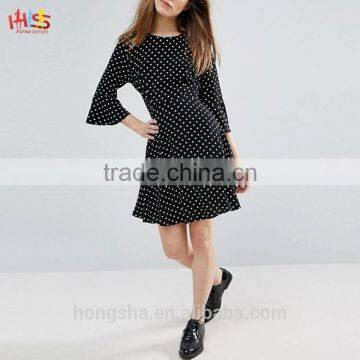 Women Vintage Dresses 2016 Top Quality Petite Polka Dot Fluted Sleeve Dress HSd7247 photo-5