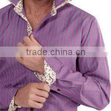 Italian shirts fahion designs men shirts floral trimming fashion stripes shirts for man