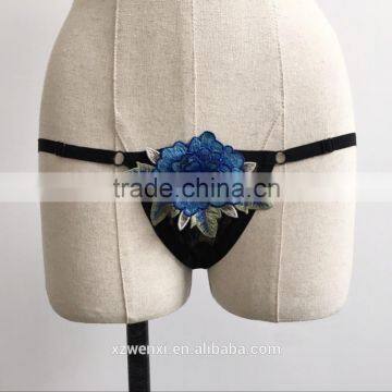 Garter Belt Net Panty Blue Embroidered Underwear Harness Cage Belt Panty Fashion Underwear Junior Bra Panty for Women photo-5