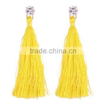 Bohemian Jewelry Zircon Gems With Long Colorful Tassel Charms Earrings for Women photo-4