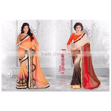 Season Special Designer Embroidery Saree With Blouse Material & Lace Border so beautiful Style