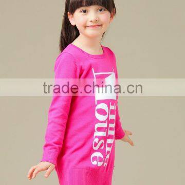 Print Letters Spring Rose Red Longth Sleeve Pullover for Girls photo-4