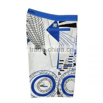 Blue and White Line Design Men Board Shorts photo-4