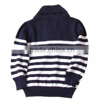 Turn Down Collar Children Stripe Knitting Patterns Sweater photo-2