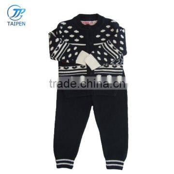 Baby Boys Cardigan Sweater And Pants 2pcs Set With Computer Knitted Pattern Kids Clothes Wholesale photo-2