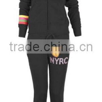 Women's Sporty Embellished Two Piece Active Set with Zip Up Jacket