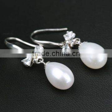 2016New Model Natural Pearl With Zirconia Earrings Jewelery Latest Design Of Pearl Earrings 925 Sliver photo-2