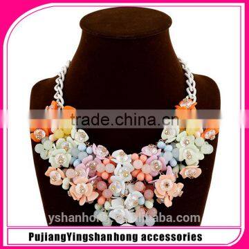 Western style luxury fashion necklace candy color flower jewellery