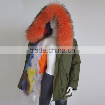 Myfur Customized Rainbow Colored Fox Fur Lined Parkas In Top Quality photo-3