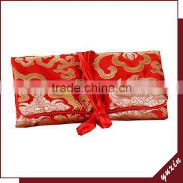 Red Fashion design jewelry roll silk jewelry bag made in china JR002