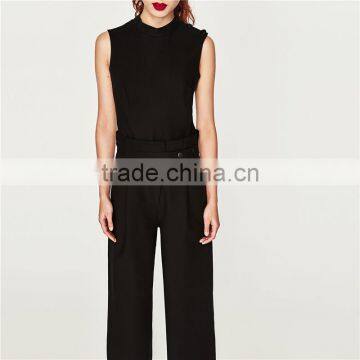 Cotton Sleeveless Long All Black Formal Jumpsuits and Rompers photo-5