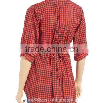 Plus Size Women Clothing Button up Plaid Maternity Top photo-2