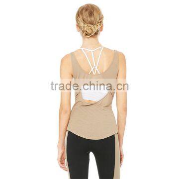 Wholesale Back Cutout Dropped Armholes Stringer Loose Yoga Gym Tank Top photo-3