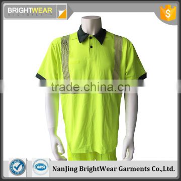 High visibility safety polo shirt with 3M segmented reflective tape for men