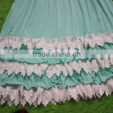 Girl Mint Green Party Dresses Child Cotton Frocks Design Children Ruffle Matching Dresses Toddler Girl Clothing Family photo-5