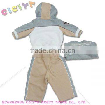 Wholesale winter baby boys fancy thick fleece 3pcs animal sports pajamas set