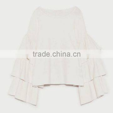 OEM Fctory Ladies Fancy Cotton Loose Knitting Organic Cotton Sweater for Wholesale photo-6
