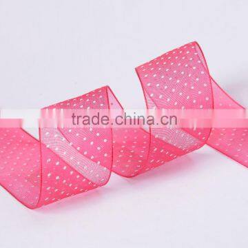 Polka Dots Printed Organza Sheer Ribbon photo-2