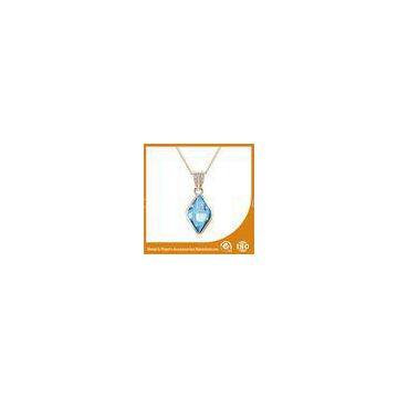 Blue Crystal Silver Chain Necklace Powder Coating Surface Treatment