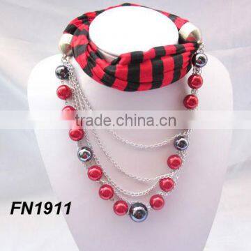 2013 pearl beaded necklace with fashion scarf