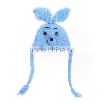 2015 new hot selling baby winter hat rabbit pattern with braid