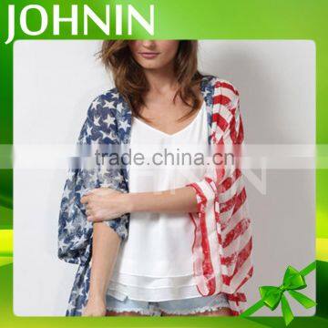 Hot Sale Fashion Women Men Children American Flag Chiffon Scarf