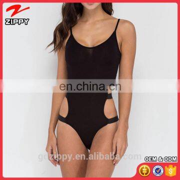 New Style Black Halter Neck Customized Logo Adult Bodysuit