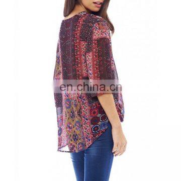 New Fashion Women Clothing Long Sleeve Customized Women Rayon Blouse photo-4