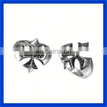 High Polished simple cross steel ring