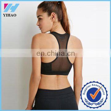 YIhao womens yoga bra mesh at the back and inner bust cups Nylon Spandex push up sport bra 2016 fashion crops top yoga bra