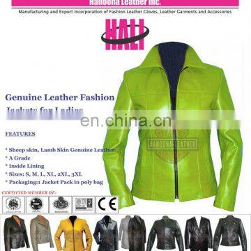 Genuine Green leather jacket for women 100% pure nappa skin 2017