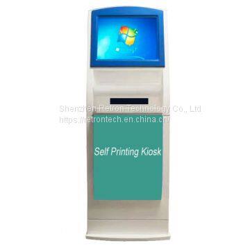 High quality 19 inch touch screen floor standing A4 printing kiosk