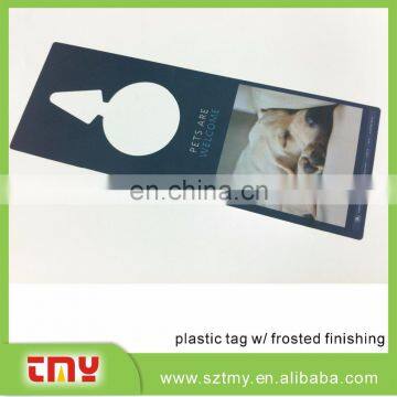 Transparent pvc hotel room door hanger with fronsted finishing